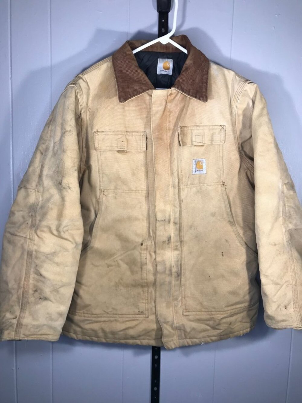 VTG Carhartt C03 BRN Jacket Men 48R Distressed Brown Tan Duck Arctic Quilt Lined